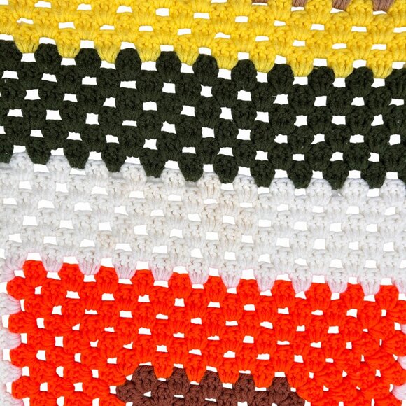 VINTAGE HANDMADE CROCHET AFGHAN GRANNY SQUARE LAP BLANKET 28" X 28" - Picture 4 of 4